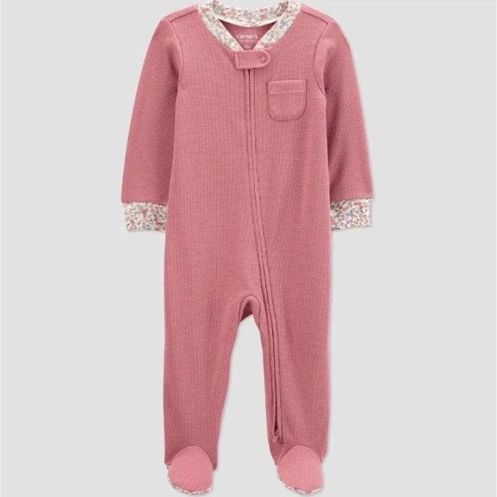 Carter's Baby Girls' Waffle Knit Floral Sleep N' Play - Pink 9M